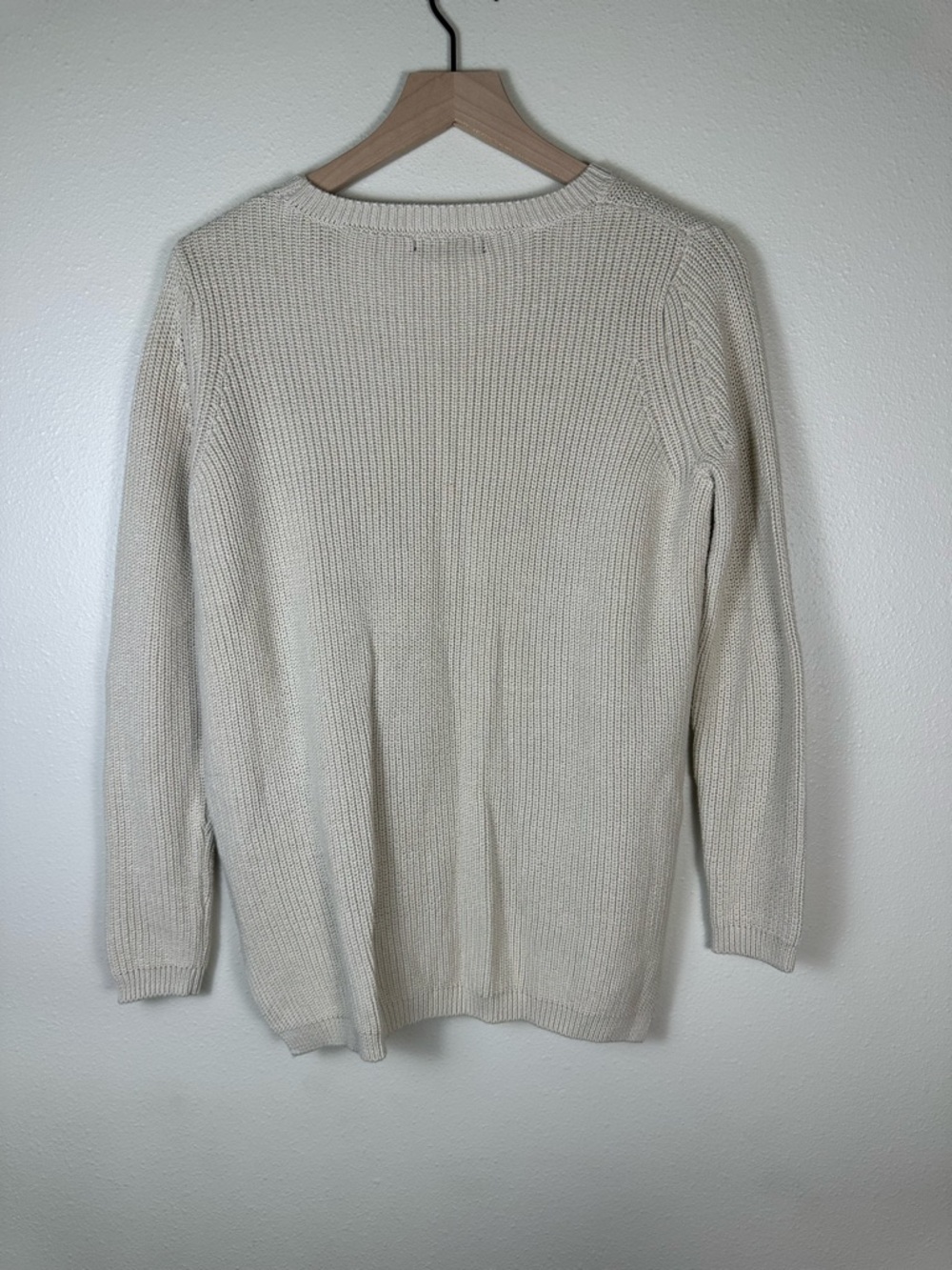 525 AMERICA Women XS Emma Minimalist Knit Crewneck Shaker Stitch Cotton Sweater - Picture 6 of 7